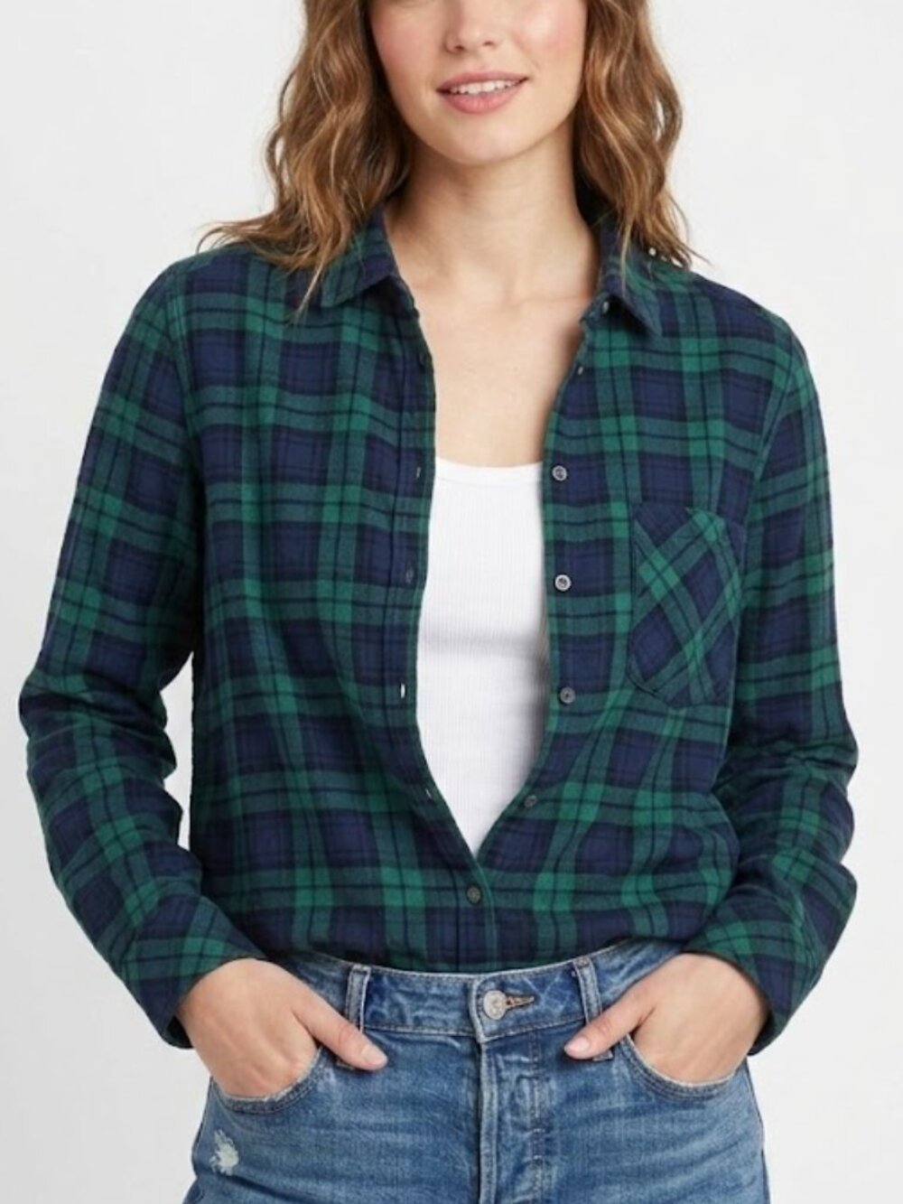 Vineyard Vines Plaid Flannel Breezy Button Down Shirt Green Blue Size XL